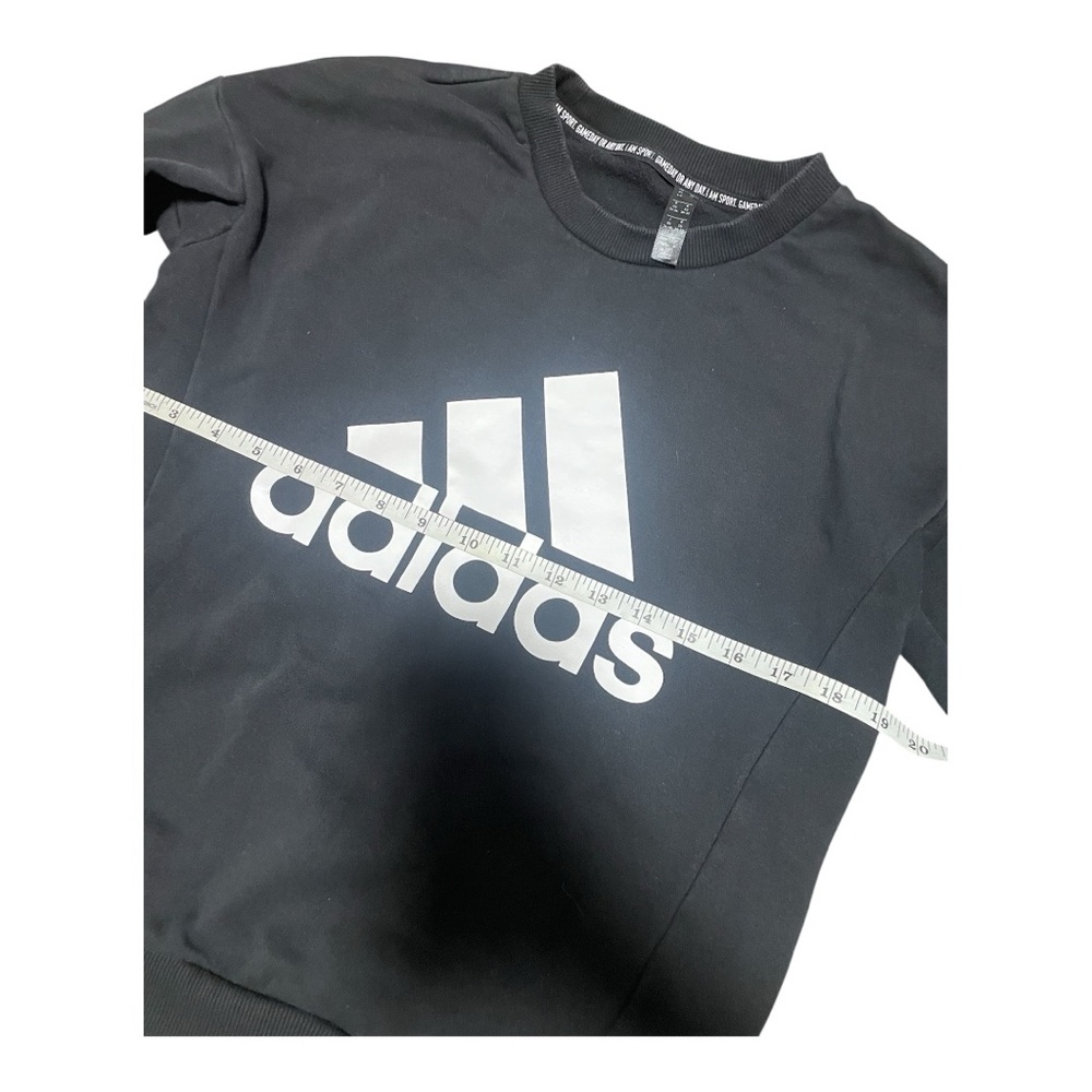 Adidas Black Crewneck Sweater Athletic Casual - Picture 6 of 6